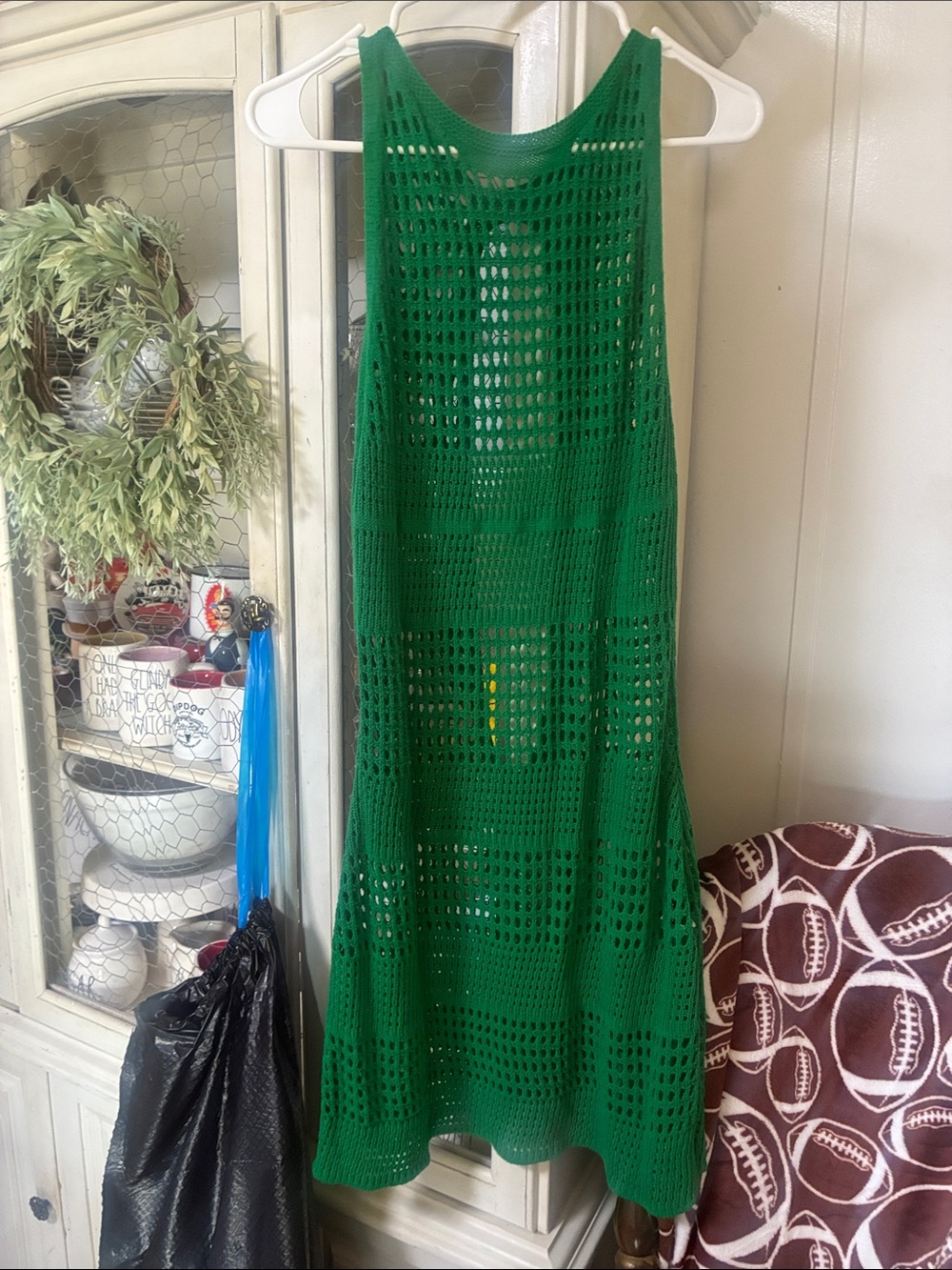 Green Crochet Sleeveless swimsuit coverup